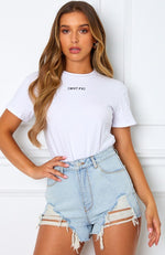 Trouble Distressed Shorts Light Blue