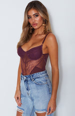 Just Like Honey Lace Bodysuit Merlot