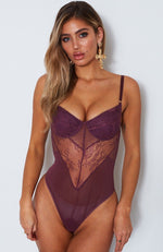 Just Like Honey Lace Bodysuit Merlot