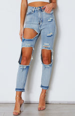 Making Waves Distressed Jeans Blue Denim