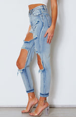 Making Waves Distressed Jeans Blue Denim