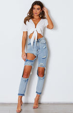 Making Waves Distressed Jeans Blue Denim