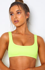 Palm Springs Bikini Top Neon Yellow Rib