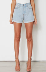 XO Distressed Denim Shorts Light Blue