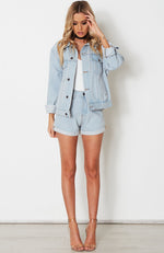 XO Distressed Denim Shorts Light Blue