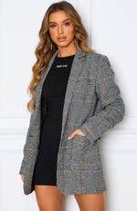 On The Rise Boyfriend Blazer Check Print