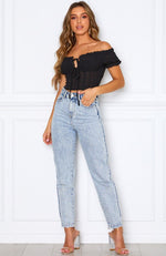 Gemini Off Shoulder Crop Black