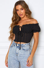 Gemini Off Shoulder Crop Black