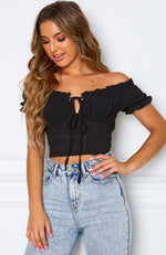 Gemini Off Shoulder Crop Black