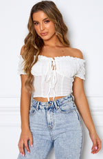 Gemini Off Shoulder Crop White