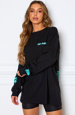 Wish You Well Long Sleeve Tee Black/Aqua