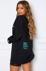 Wish You Well Long Sleeve Tee Black/Aqua