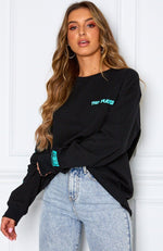 Wish You Well Long Sleeve Tee Black/Aqua