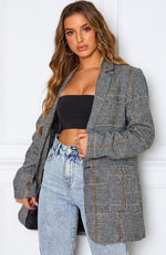 On The Rise Boyfriend Blazer Check Print