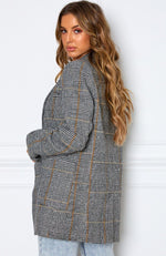 On The Rise Boyfriend Blazer Check Print