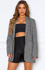 On The Rise Boyfriend Blazer Check Print