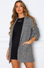 On The Rise Boyfriend Blazer Check Print