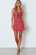 Sweet Fling Mini Dress Fuchsia Pink Print