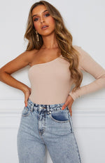 All Talk One Shoulder Bodysuit Nude