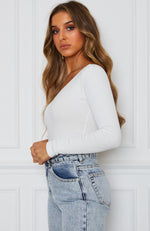 All Talk One Shoulder Bodysuit White