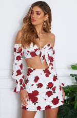 Sweetener Tie Front Crop Scarlet Rose White