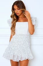 Different Sides Mini Dress White Polka Dot