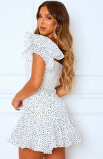 Different Sides Mini Dress White Polka Dot