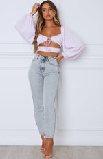 One Way Ticket Crop Lilac Print