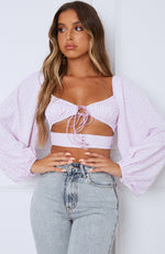 One Way Ticket Crop Lilac Print