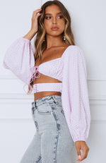 One Way Ticket Crop Lilac Print