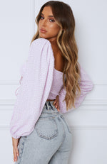 One Way Ticket Crop Lilac Print