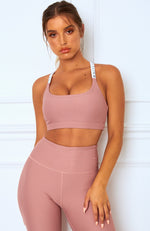 Poppy Logo Sports Bra Dusty Rose