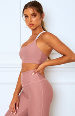 Poppy Logo Sports Bra Dusty Rose