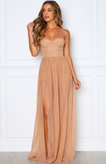 Casino Royale Mesh Maxi Dress Nude