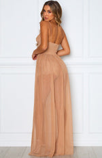 Casino Royale Mesh Maxi Dress Nude