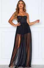 Casino Royale Mesh Maxi Dress Black