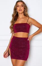 Causing Drama Mini Skirt Raspberry