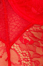 Just Like Honey Lace Bodysuit Red