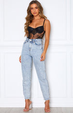 Just Like Honey Lace Bodysuit Black