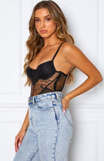 Just Like Honey Lace Bodysuit Black