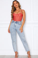 No Looking Back Bodysuit Red