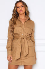 Look Back Mini Dress Camel