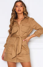 Look Back Mini Dress Camel