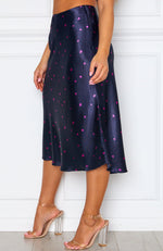 Bottomless Brunch Midi Skirt Navy Floral