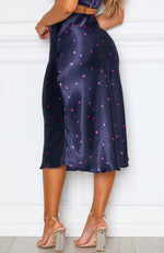 Bottomless Brunch Midi Skirt Navy Floral