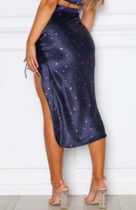 Sparkling Summer Midi Skirt Navy Floral