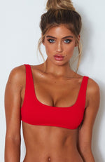 Palm Springs Bikini Top Red Rib