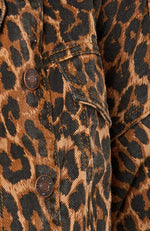 District Cropped Denim Jacket Leopard Print