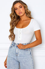 Basic Ribbed Bodysuit White