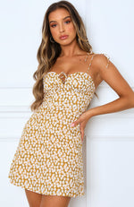 Florentine Mini Dress Yellow Print